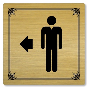 WC muži vlevo, 80x80mm, zlatá, Nebraska